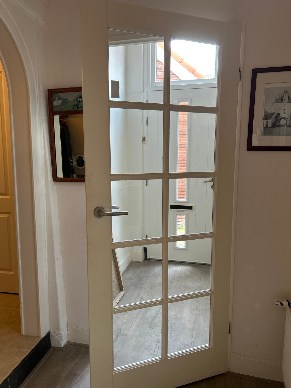 Binnendeur met glaspanelen, Ophalen, Gebruikt, 80 tot 100 cm, Binnendeur