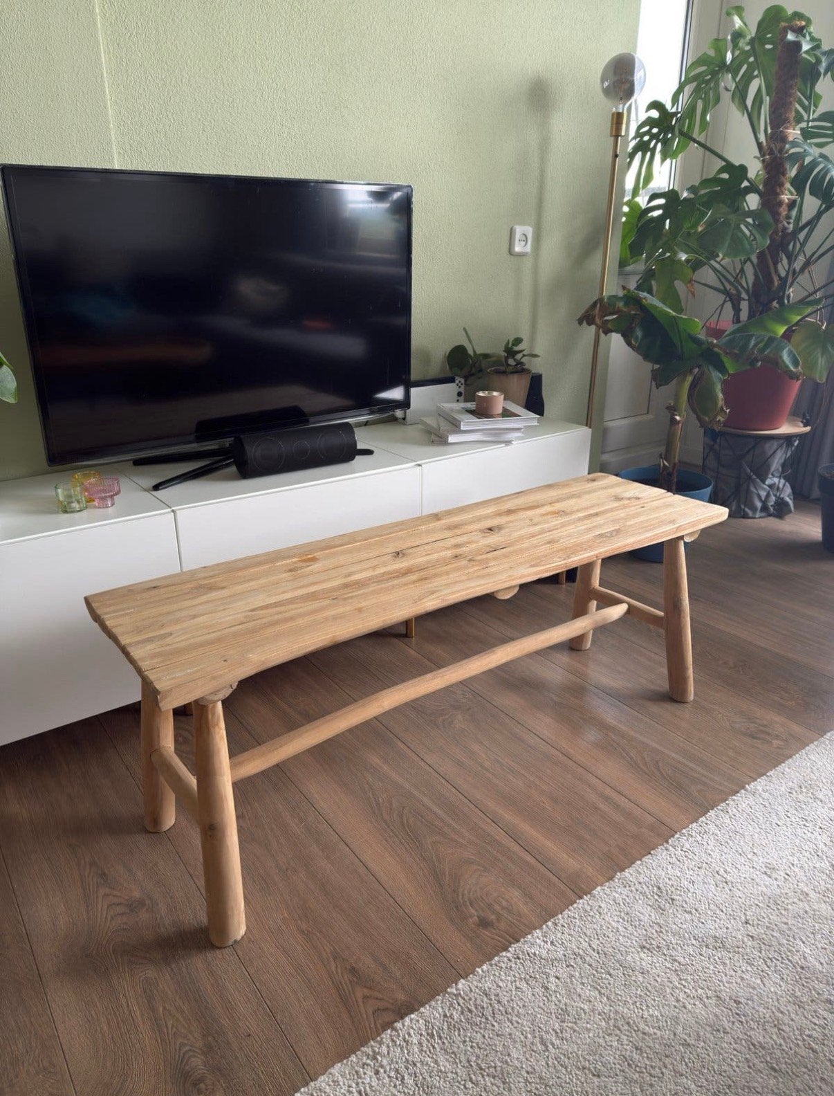 houten bankje, Ophalen, 100 tot 150 cm, Zo goed als nieuw, 25 tot 50 cm