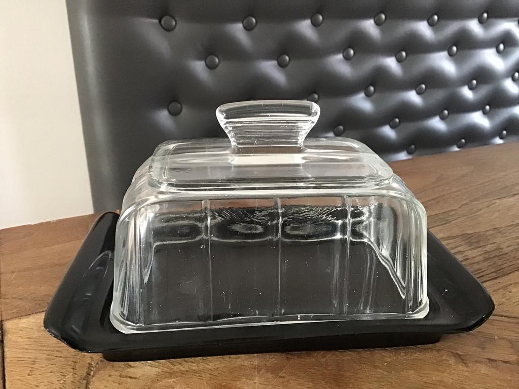 Gave art deco botervloot A.D. Copier Royal Leerdam Crystal, Gebruikt, Ophalen of Verzenden, Gave art deco botervloot A.D. Copier Royal Leerdam Crystal