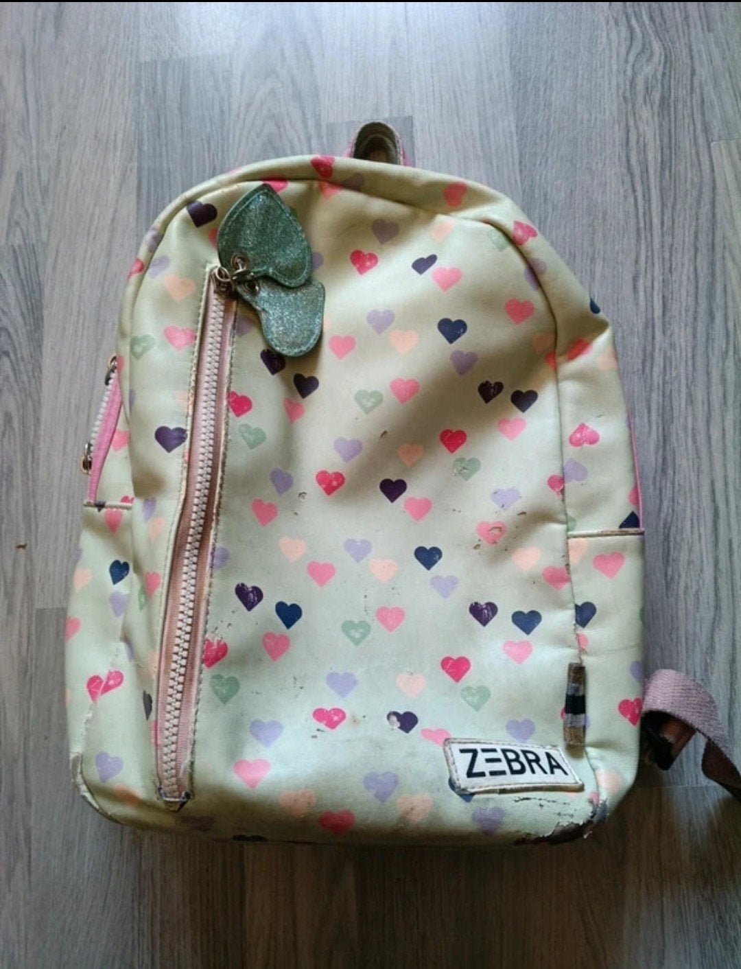 Zebra rugzakje met hartjesprint, Overige merken, Gebruikt, Minder dan 30 cm, Ophalen of Verzenden