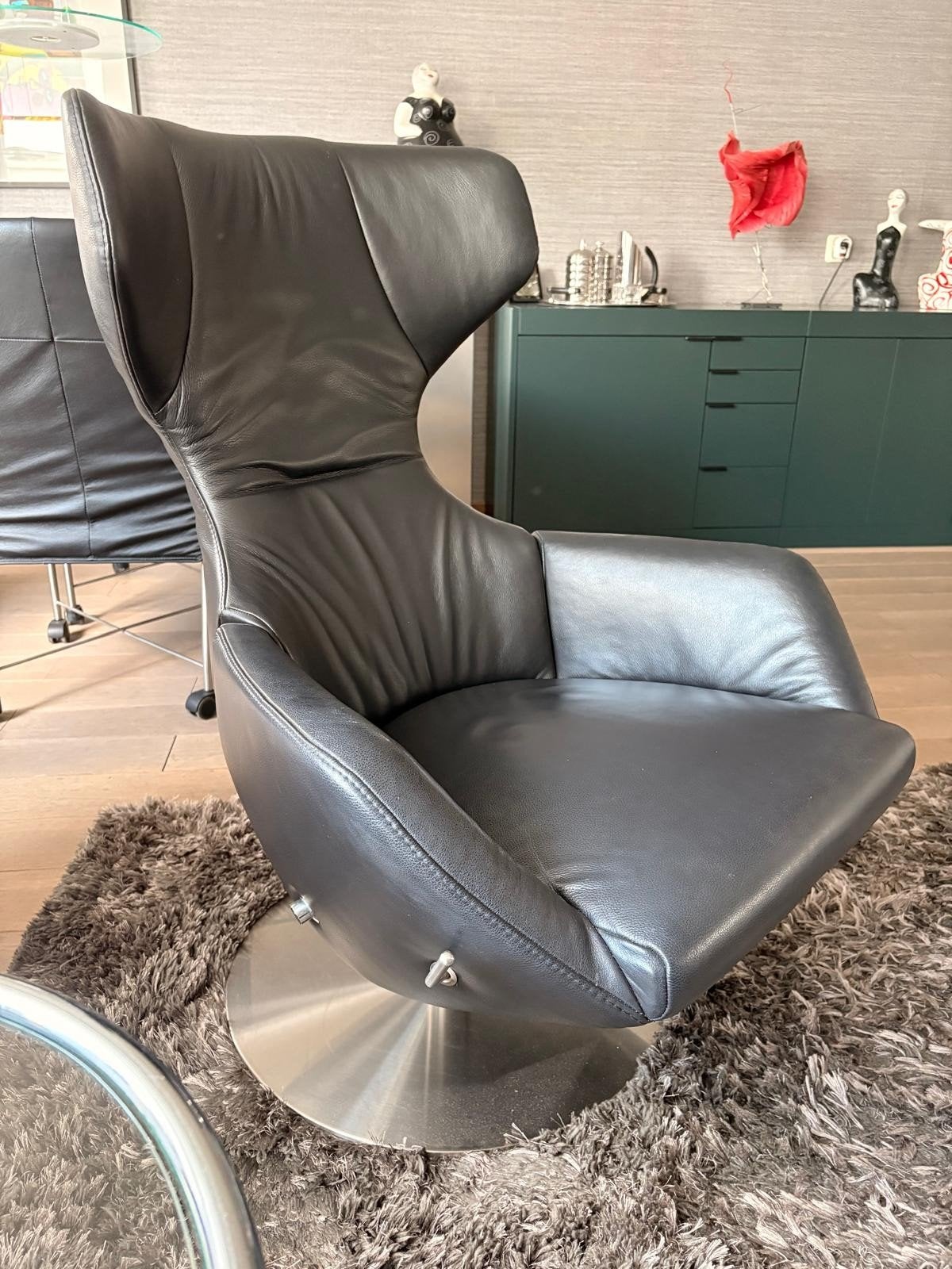 Gealux Volo 4001 Trones Design Relaxfauteuil – Zwart Leer, Huis en Inrichting, Fauteuils, Ophalen, Zo goed als nieuw, Leer, 50 tot 75 cm