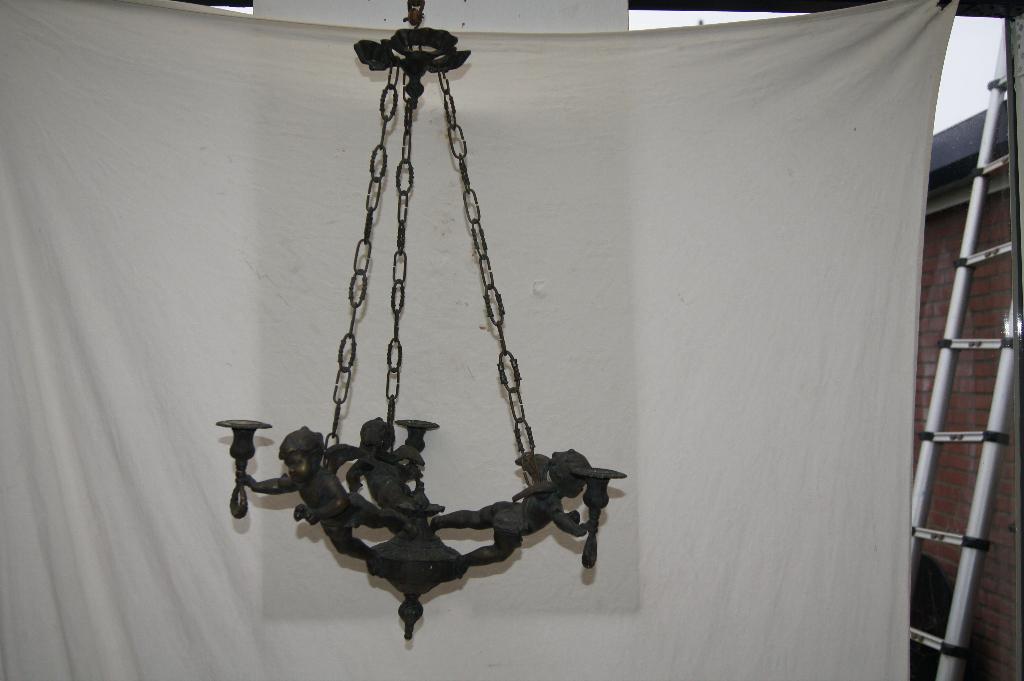 Hanglamp met putty,s en kaarsenhouders, Ophalen of Verzenden, Gebruikt