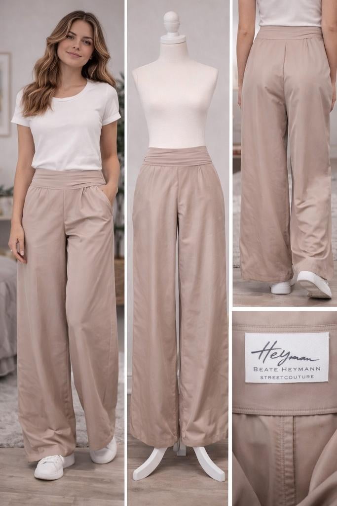 Heymann palazzo broek maat 36 – beige – 102 cm – luxe kwalit, Kleding | Dames, Beige, Ophalen of Verzenden, Zo goed als nieuw