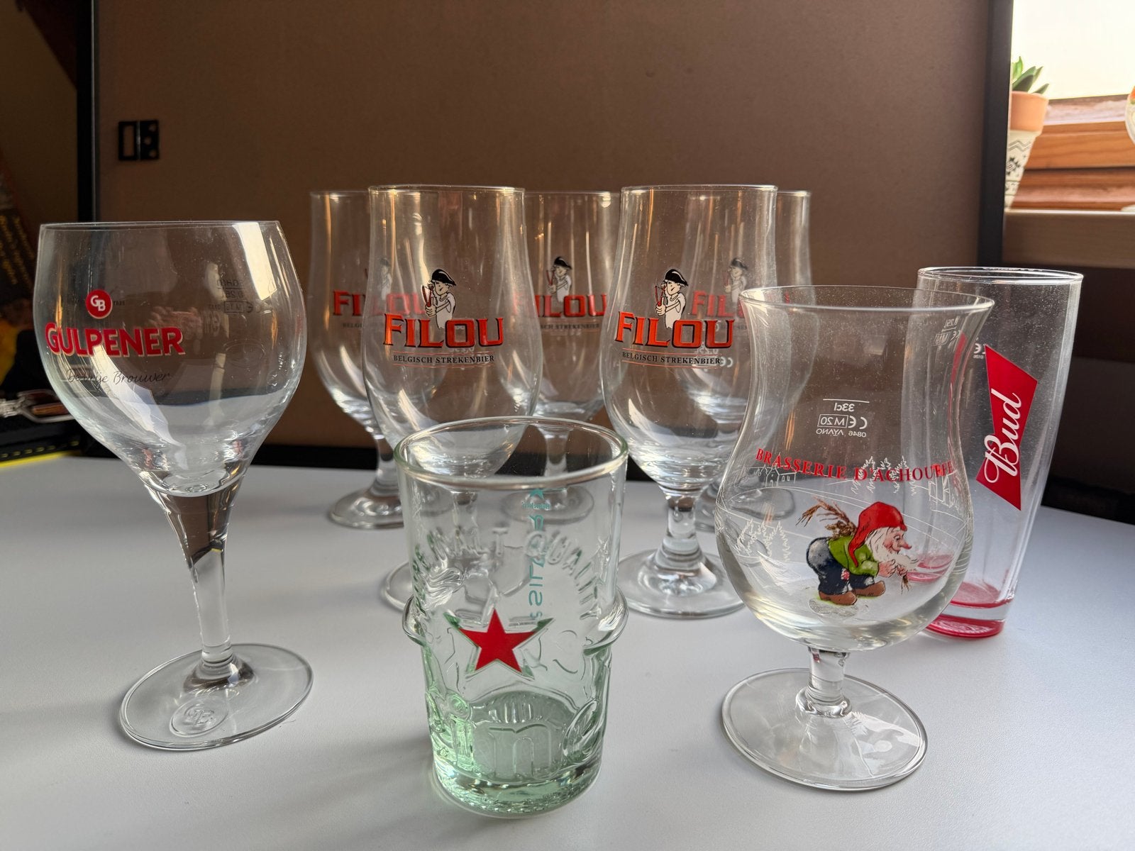 Bierglazen van Filou, Gulpener, Bud, Chouffe, Heineken, Ophalen