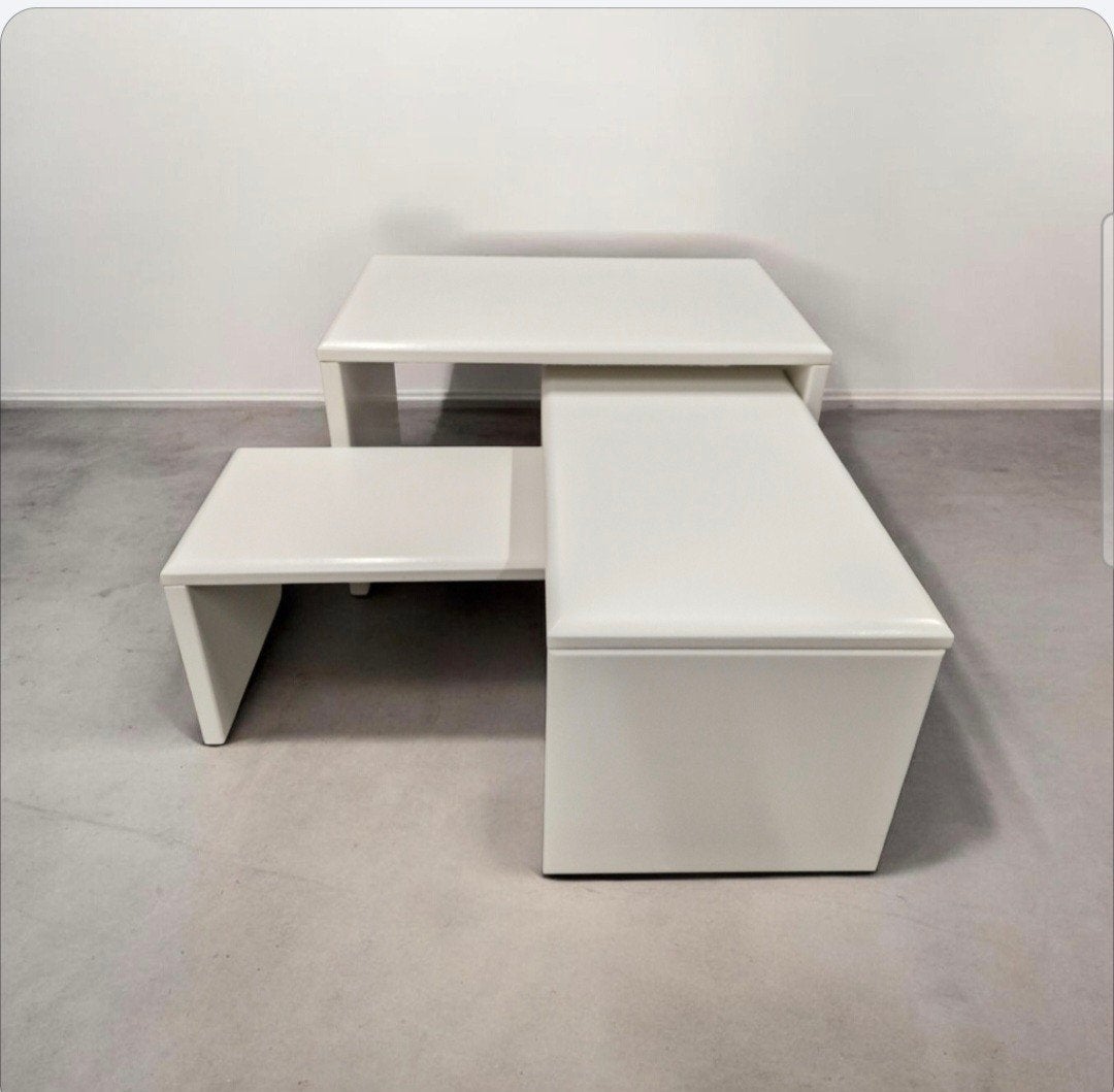 set bijzettafels witte salontafel jaren 70 mimiset, Minder dan 45 cm, Gebruikt, Kolibri vintage, Ophalen of Verzenden