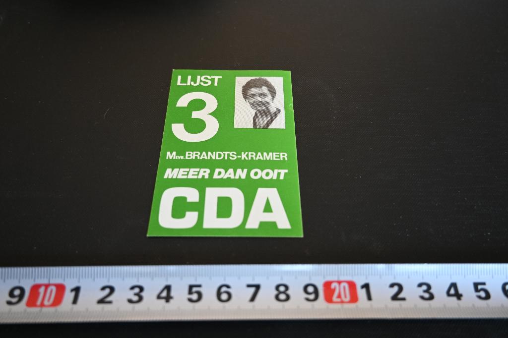 sticker politiek lijst 3 mevr. brandts-kramer CDA, Ophalen, Zo goed als nieuw