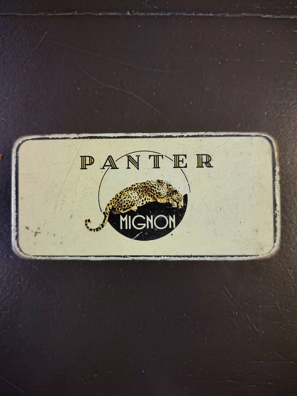 Vintage Panter Mignon sigarenblikje Veenendaal, Ophalen of Verzenden, Gebruikt, Overige, Overige merken