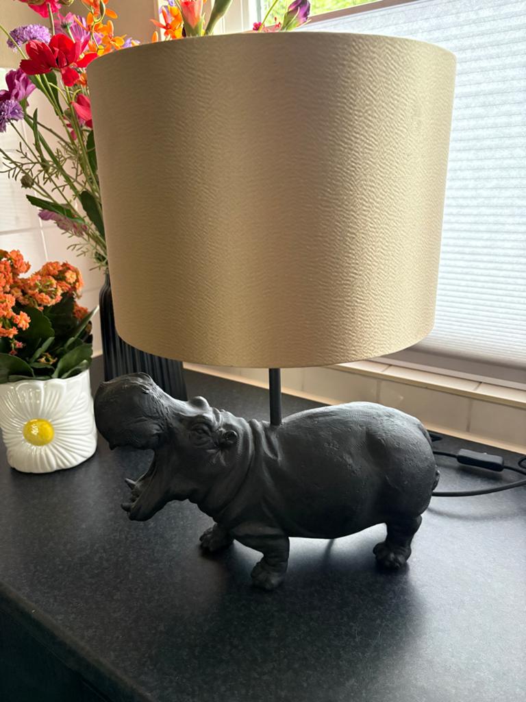 Nijlpaard lamp met gouden kap Light & Living, Ophalen of Verzenden, Zo goed als nieuw