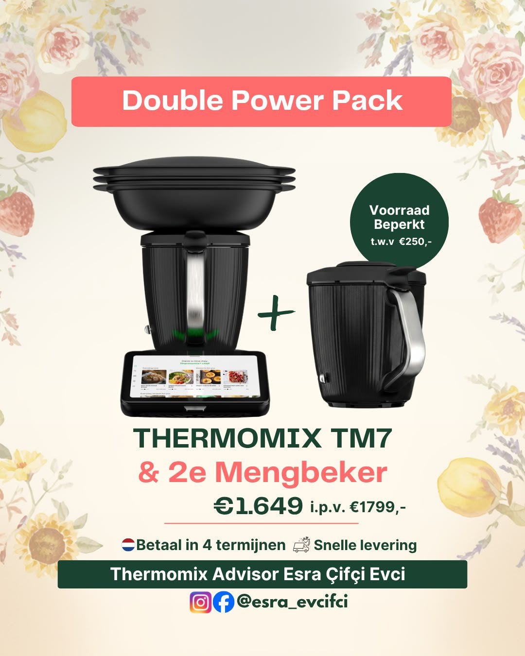 Thermomix TM7 - actie 2e mengbeker, Verzenden, Nieuw, 3 snelheden of meer, 2 tot 3 liter