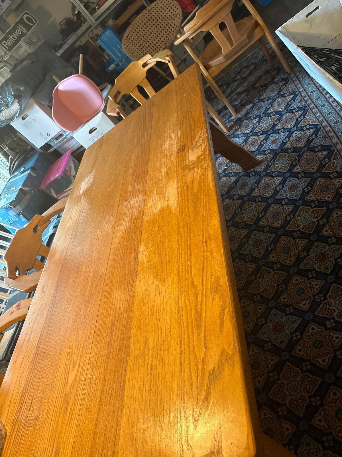 Houten eettafel 180x85 cm, Ophalen, Gebruikt, 50 tot 100 cm, 150 tot 200 cm