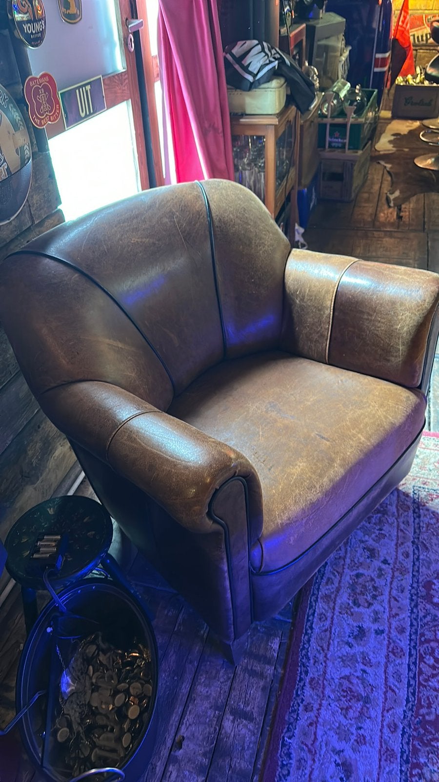 Te koop schapenlederen Fauteuil izgst., Ophalen, Zo goed als nieuw, 75 tot 100 cm, 50 tot 75 cm