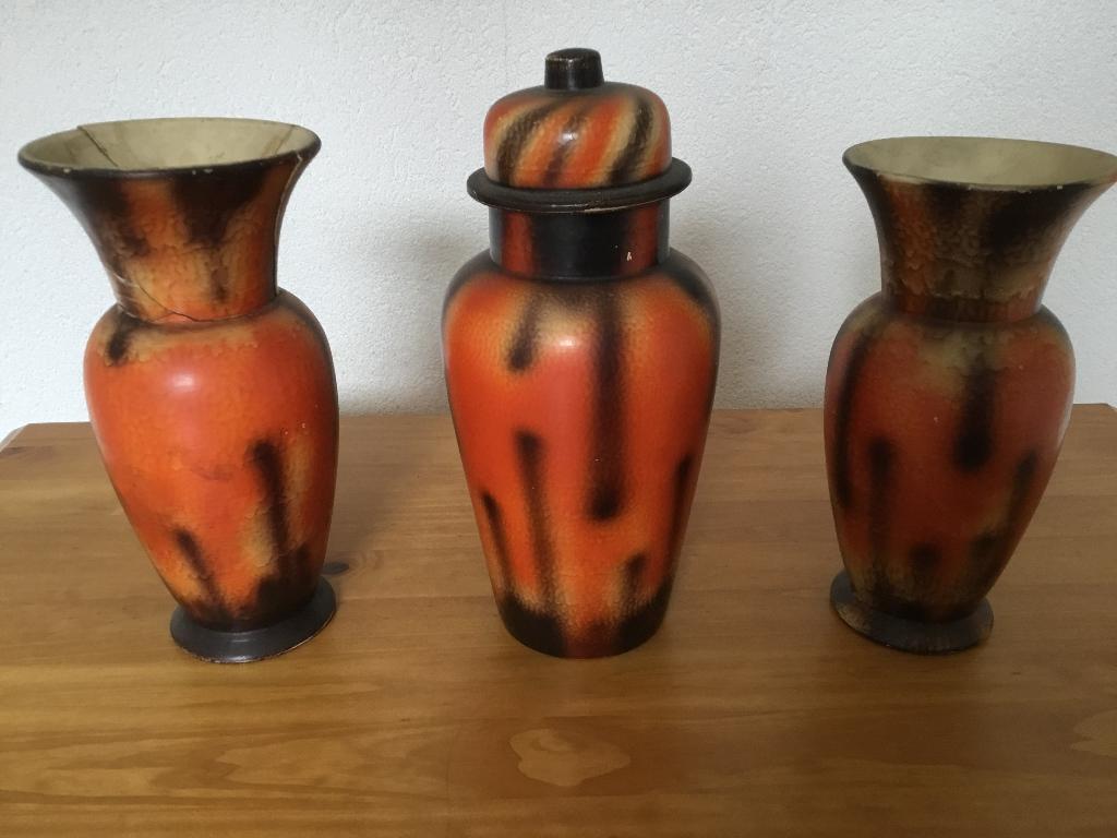 Antieke set schouwvazen, Antiek en Kunst, Ophalen of Verzenden