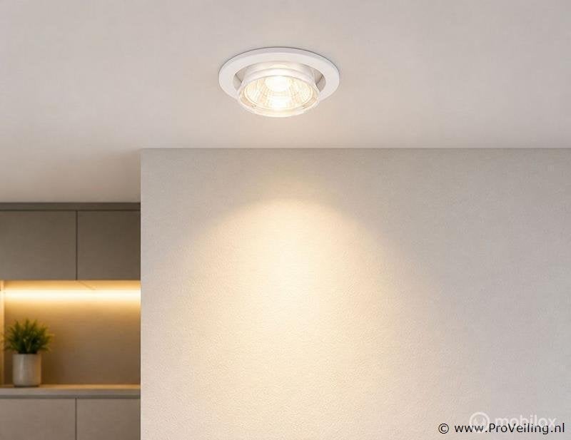 Online Veiling: 50 x Downlight Fitting – GU10 – Wit – Ø90..., Nieuw