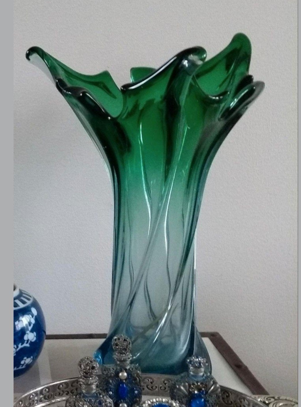 Murano SOMMERSO glazen vaas met spiraalvormig design, Ophalen of Verzenden
