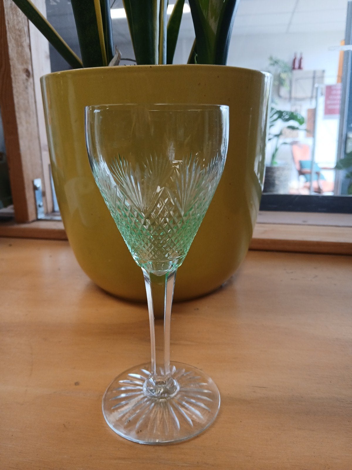 Vintage Groen Uranium Wijnglas Omrin estafette St Anna, Ophalen of Verzenden
