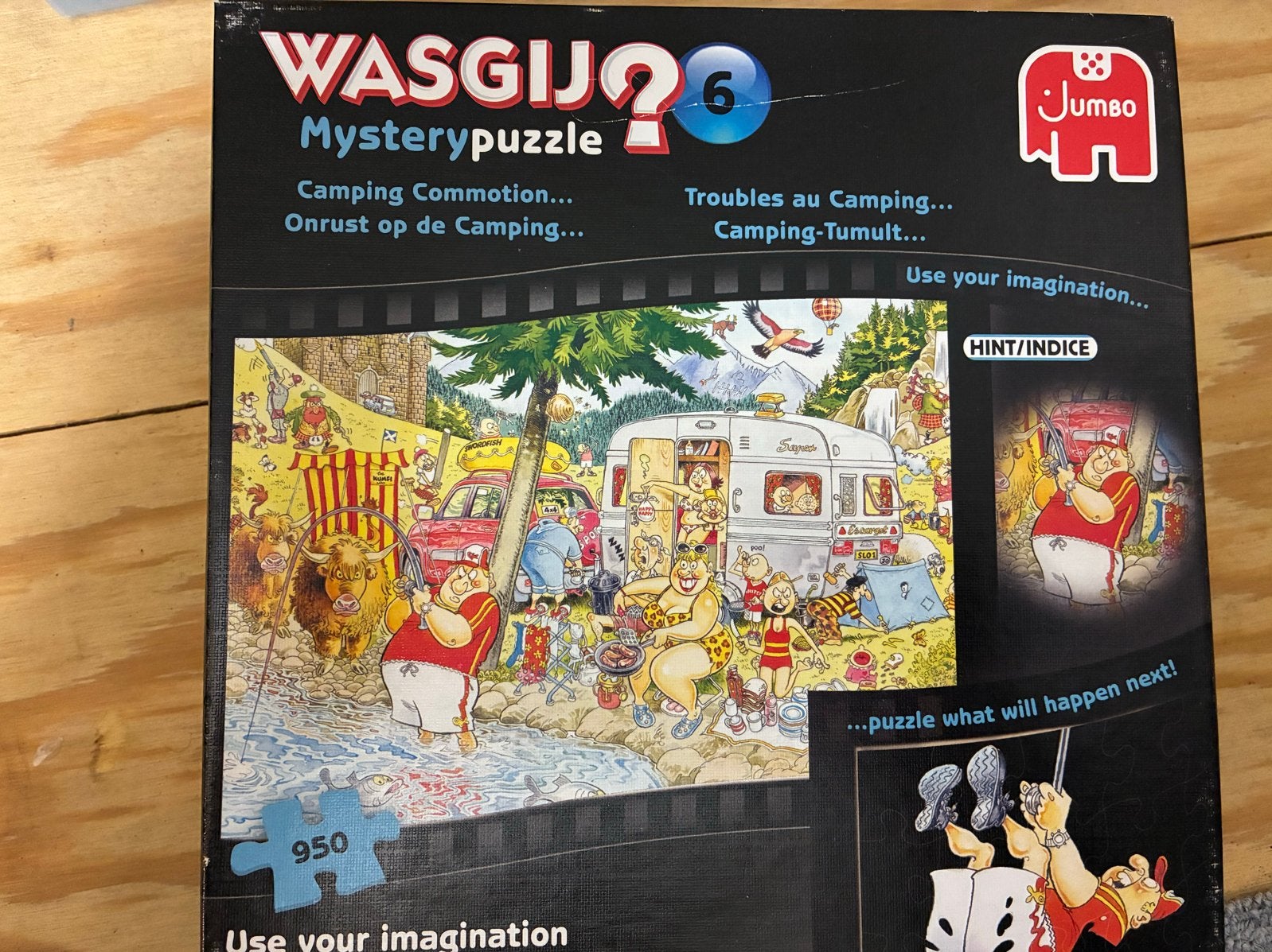 WASGIJ? 6 Mystery Legpuzzel - Onrust op de Camping, Ophalen, 500 t/m 1500 stukjes, Gebruikt, Legpuzzel