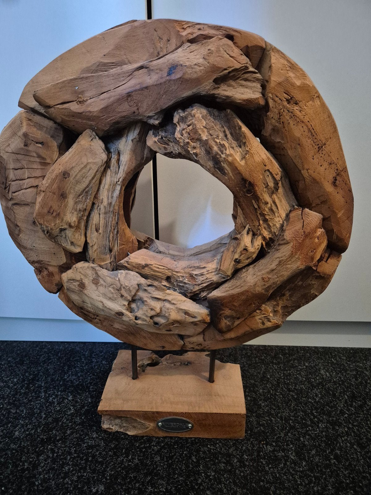 Riverdale Teakhouten Decoratie Ring op Voet - Uniek Stuk, Hout, Ophalen of Verzenden, Bruin, Landelijk