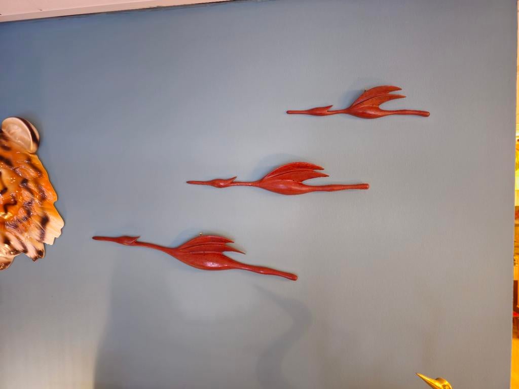 Vintage Teak Houten Wandvogels Vogels Wanddecoratie, Huis en Inrichting, Woonaccessoires | Wanddecoraties, Ophalen of Verzenden