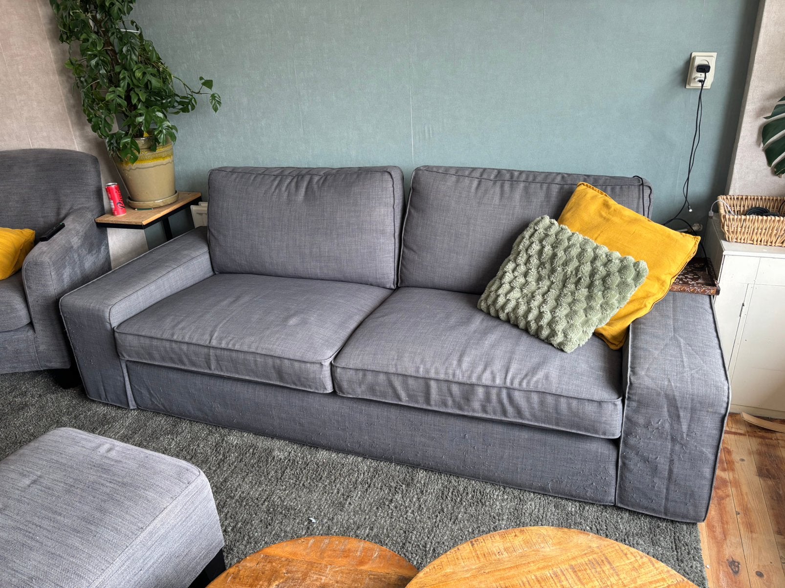 Kivik ikea 3 persoonsbank grijs, Ophalen, Gebruikt, Driepersoons, 75 tot 100 cm