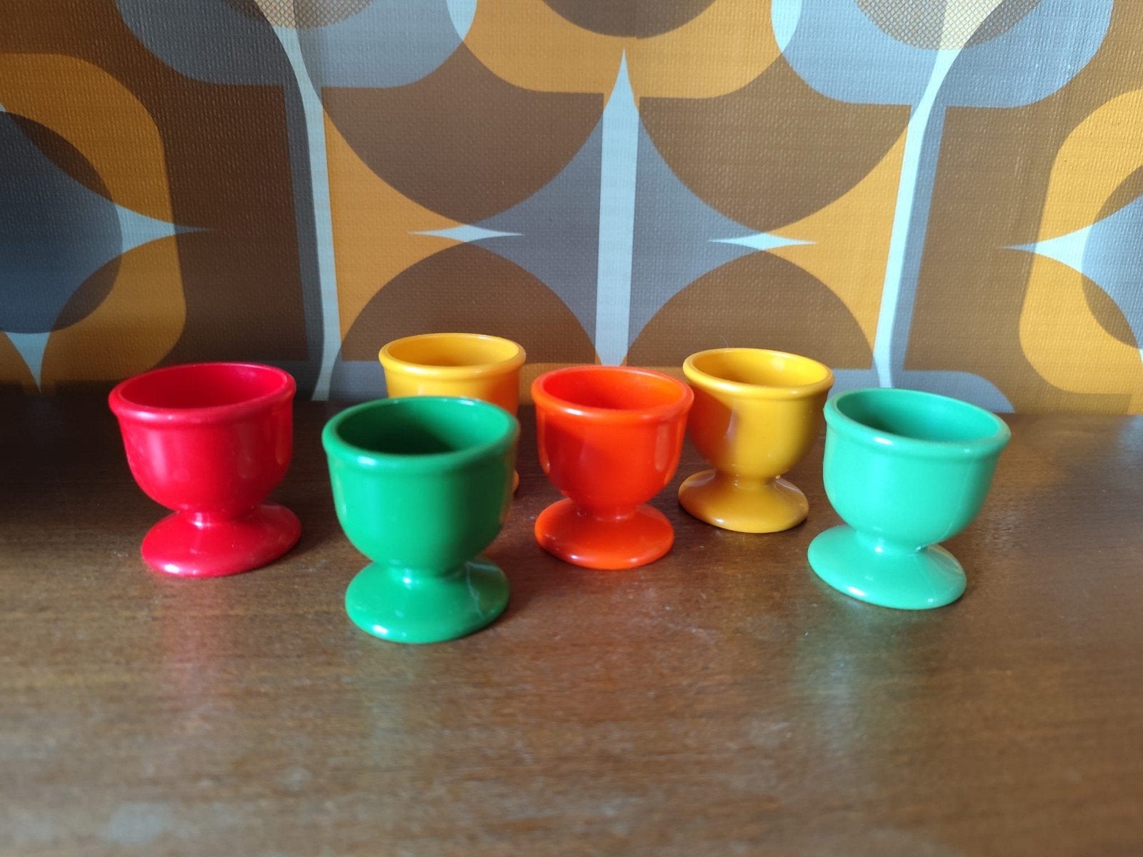Vintage EMSA eierdopjes  - set van 6 retro, Kunststof, Gebruikt, Overige merken, Overige typen