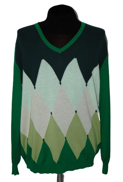 Ballantyne v-neck trui, argyle, Mt. XXL / 60, Verzenden, Overige maten, Gedragen, Groen