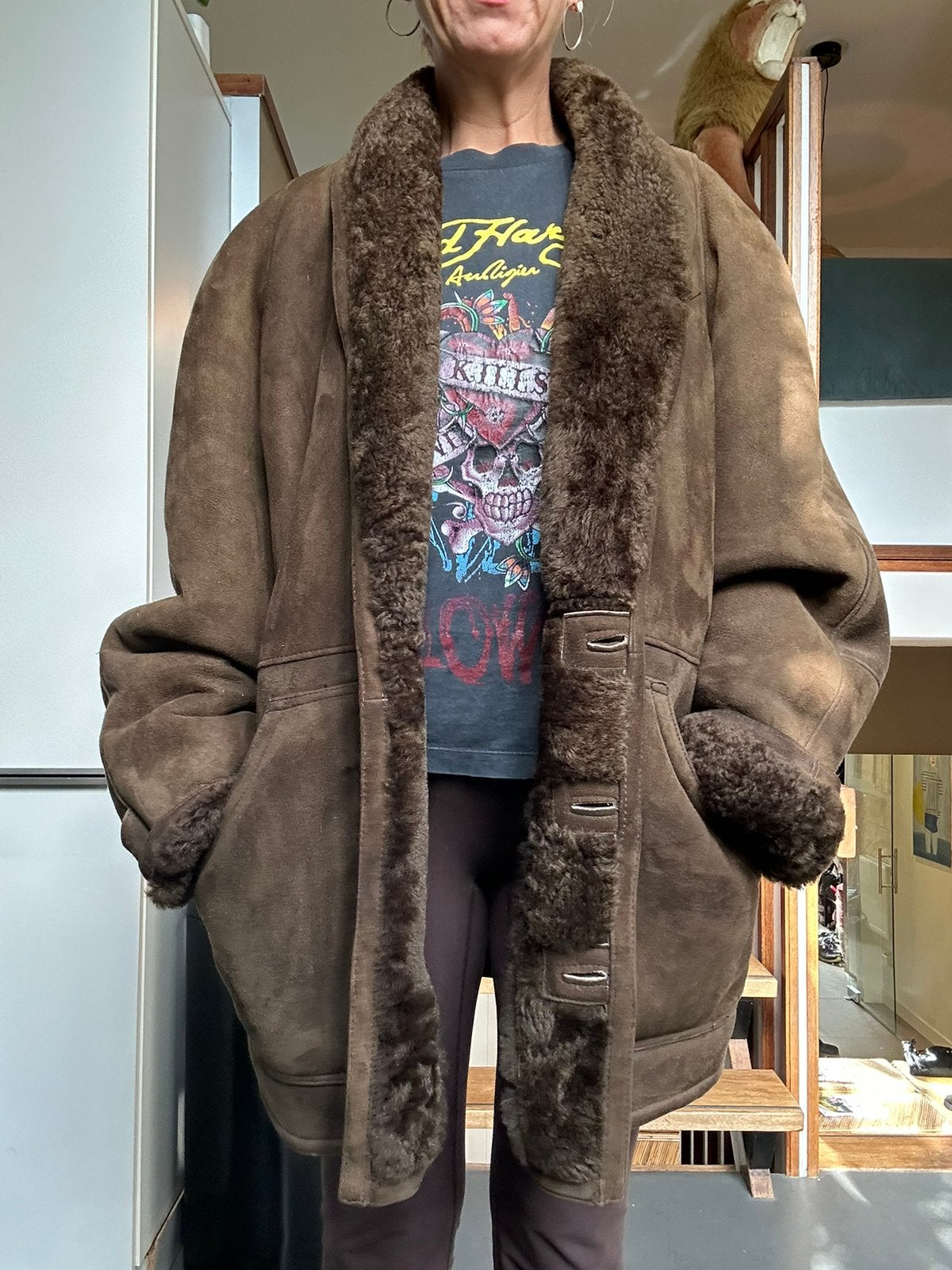 Shearling Lammycoat, Kleding | Dames, Ophalen of Verzenden, Zo goed als nieuw, Maat 42/44 (L), Bruin