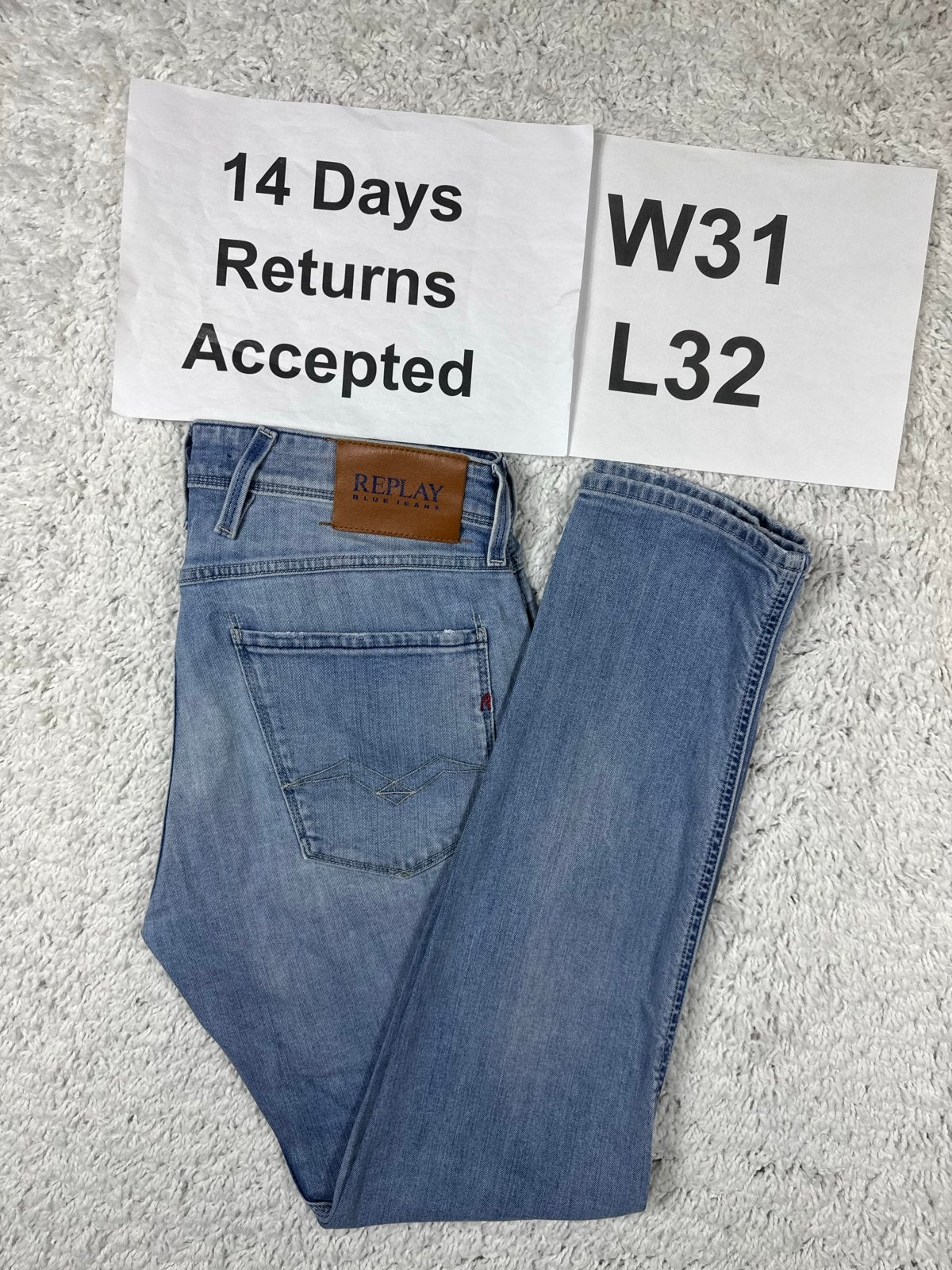 Replay Anbass Jeans Slim Fit Lichtblauw W31 L32 2954, Kleding | Heren, Blauw, W32 (confectie 46) of kleiner, Ophalen of Verzenden