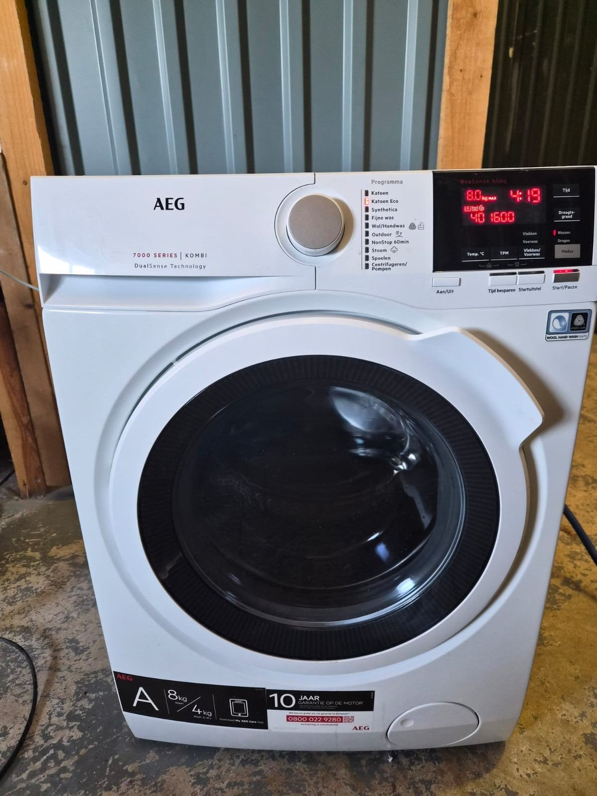 Aeg wasdrogcombinatie 8/4, Witgoed en Apparatuur, Was-droogcombinaties, Zo goed als nieuw, 8 tot 10 kg, 85 tot 90 cm, Ophalen