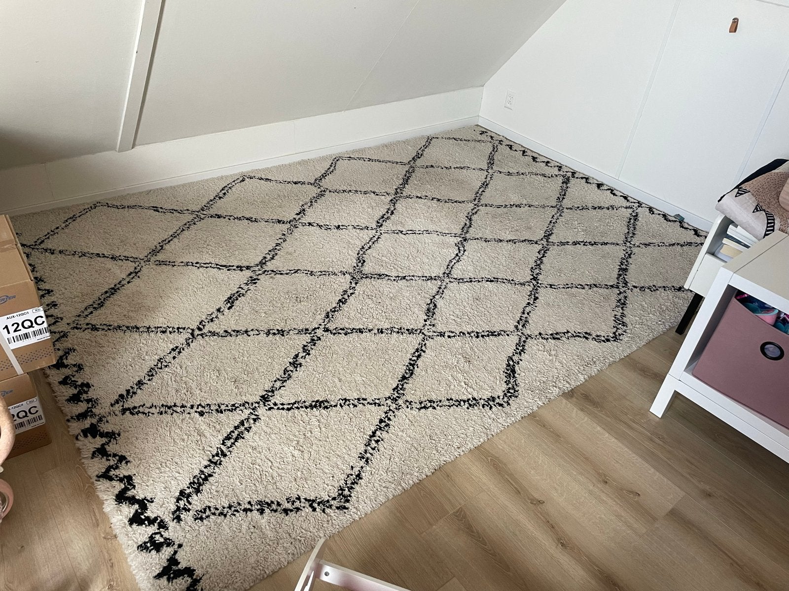Vloerkleed Varamín Zwart/Wit 200x290 cm, Ophalen, Gebruikt, Wit, 200 cm of meer