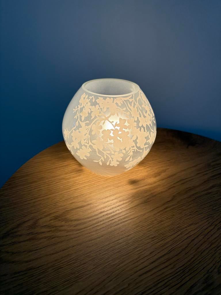 IKEA Tafellamp met Kersenbloesem Patroon, Ophalen of Verzenden, Zo goed als nieuw, Glas, Minder dan 50 cm