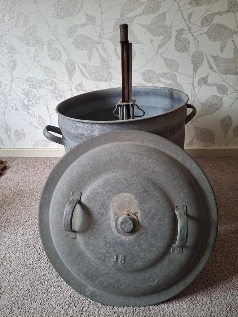 Metalen weckketel met deksel en thermometer, Antiek en Kunst, Ophalen