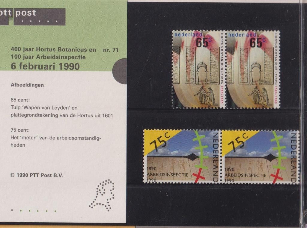 Nederland 90 071 Postzegelmapje 400 j Hortus 100 j Arbeidsin, Postzegels en Munten, Verzenden, Postfris, Overige thema's