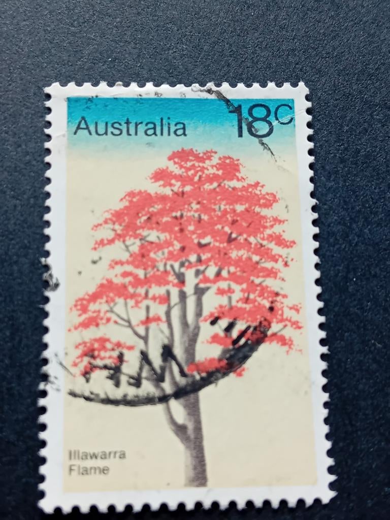 Australische postzegel: Illawarra Flame Tree, 18c, Verzamelen, Ansichtkaarten | Buitenland, Ophalen of Verzenden