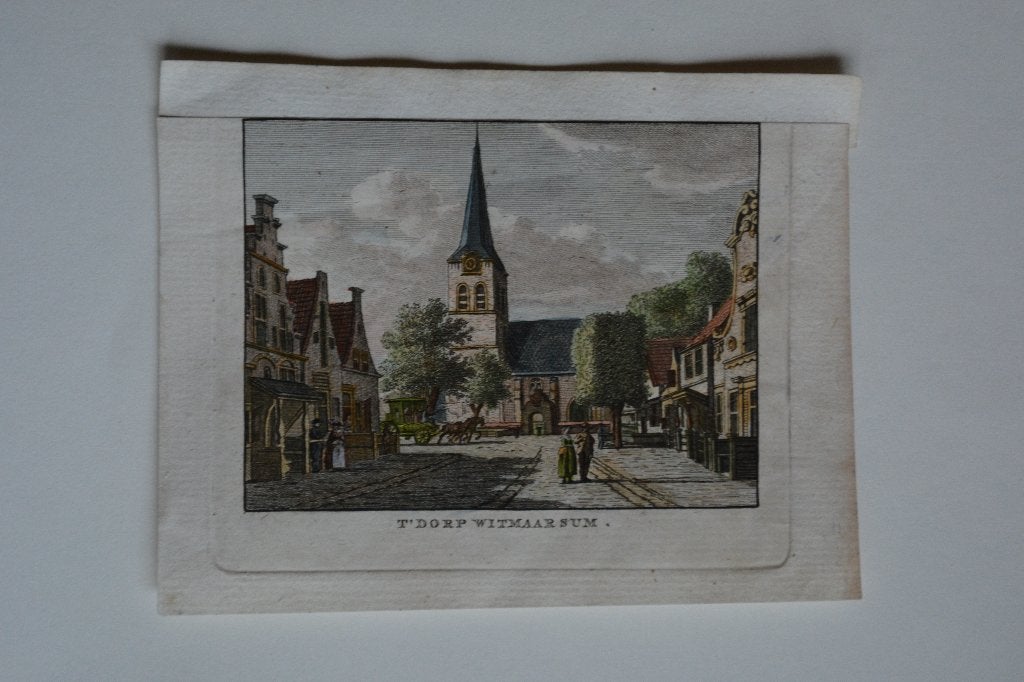 WITMARSUM `t DORP Gekleurde Kopergravure 1790 Bulthuis GS4, Antiek en Kunst, Kunst | Etsen en Gravures, Verzenden, Stadsgezicht