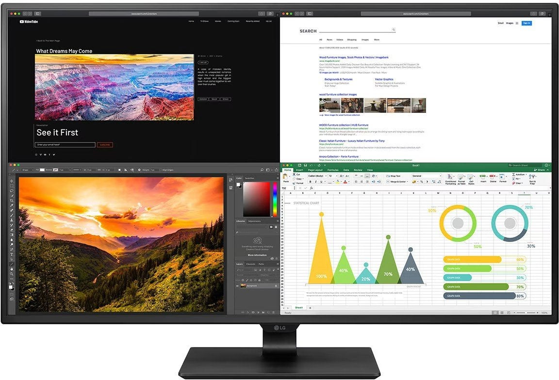 LG 43UN700-B 42.5" 4K Monitor/tv, Ophalen, IPS, Ingebouwde speakers, HDMI