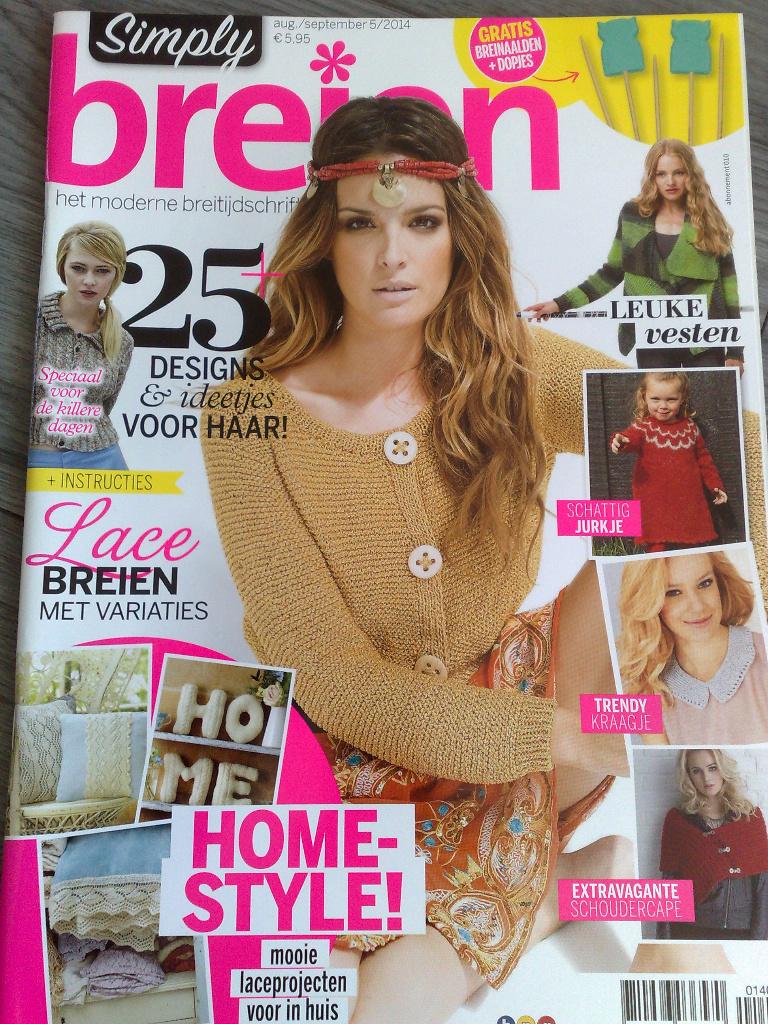 Simply Breien nr. 5 augustus / september 2014, Verzenden, Zo goed als nieuw, Breien, Patroon of Boek
