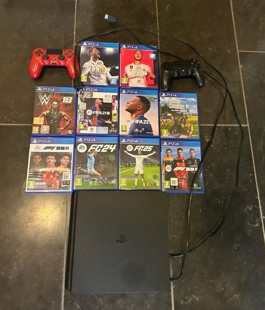 PlayStation 4 slim met 10 games en 2 controllers, Spelcomputers en Games, Games | Sony PlayStation 4, 2 spelers, Ophalen of Verzenden