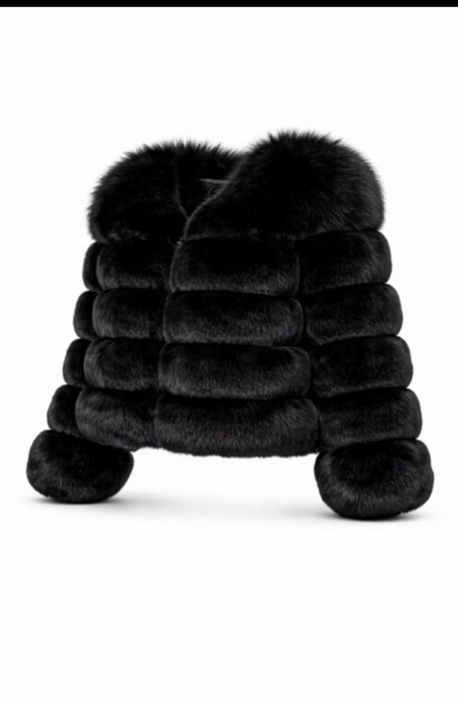 Zwarte Royal Fur bontjas - Maat XXL (valt als L), Kleding | Dames, Jassen | Winter, Nieuw, Maat 42/44 (L), Zwart, Verzenden