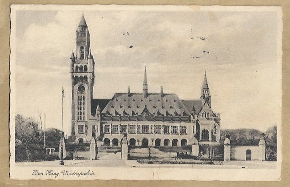 Oude ansichtkaart Vredespaleis Den Haag, Ophalen of Verzenden, Voor 1920, Gelopen, Zuid-Holland