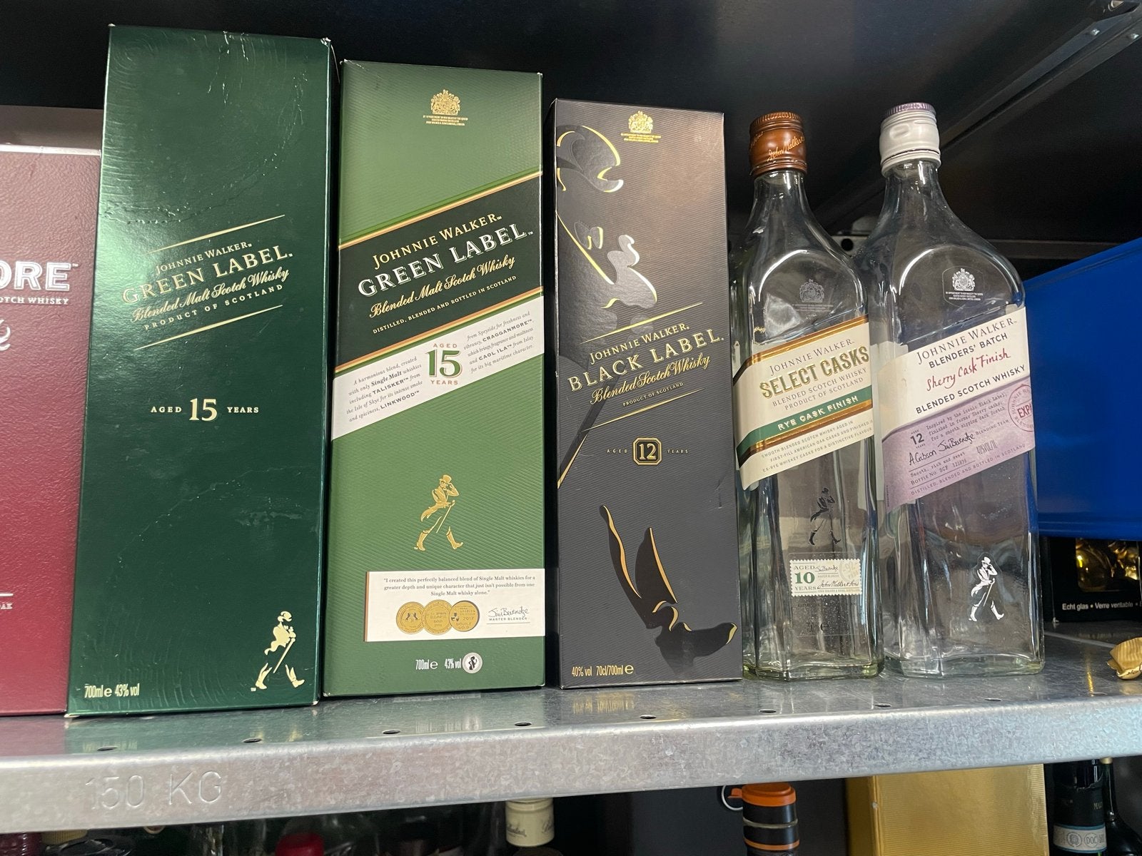 Lege Johnnie Walker flessen en dozen, Verzamelen, Ophalen of Verzenden, Gebruikt