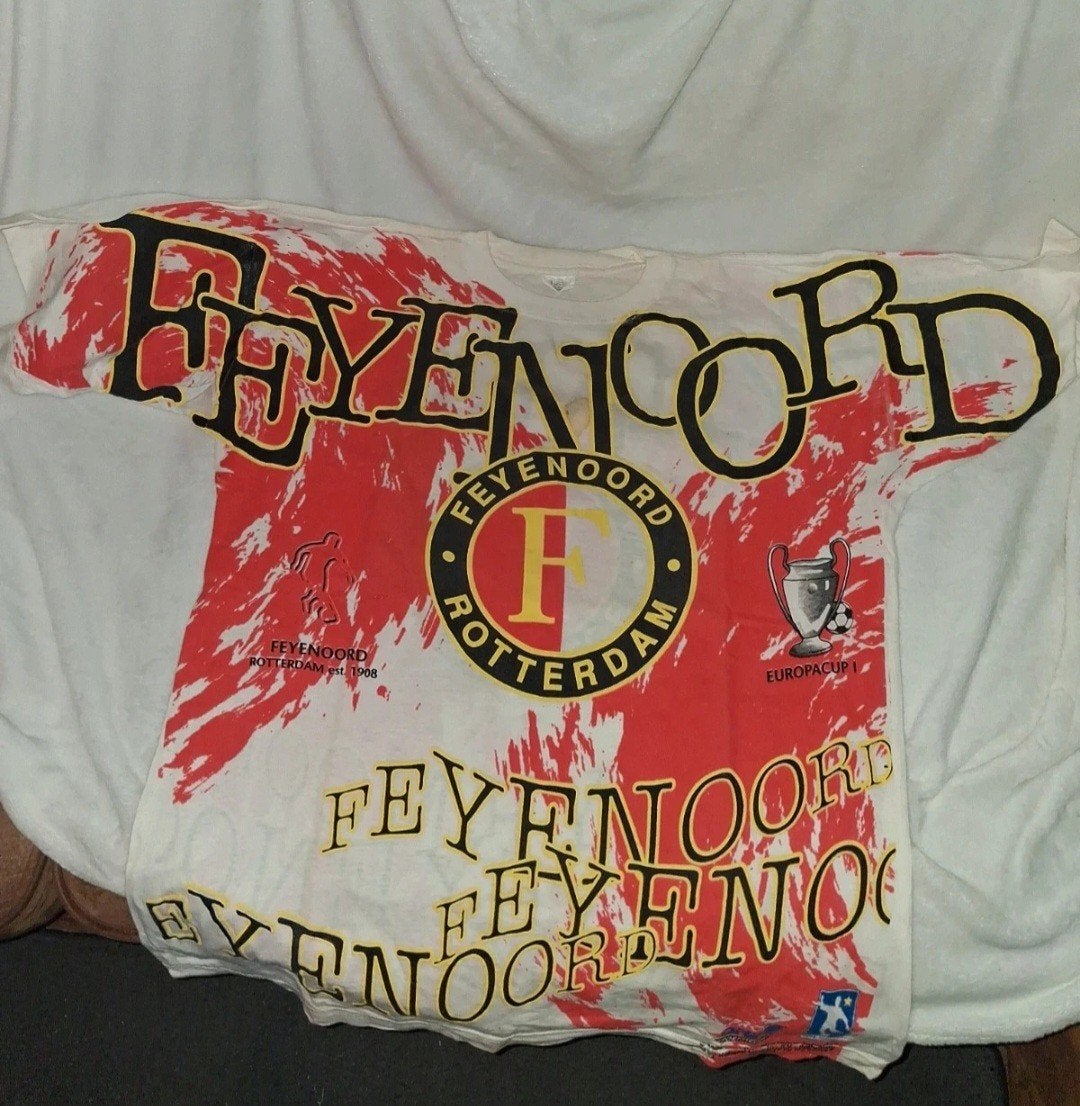 Vintage Feyenoord T-shirt - Europacup I 1994, Maat 52/54 (L), Ophalen of Verzenden, Gedragen, Wit