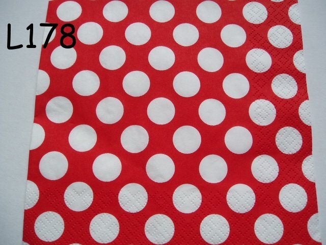 OPRUIMING servetten decoupage - polkadot rood L178 – 8x, Verzenden, Nieuw