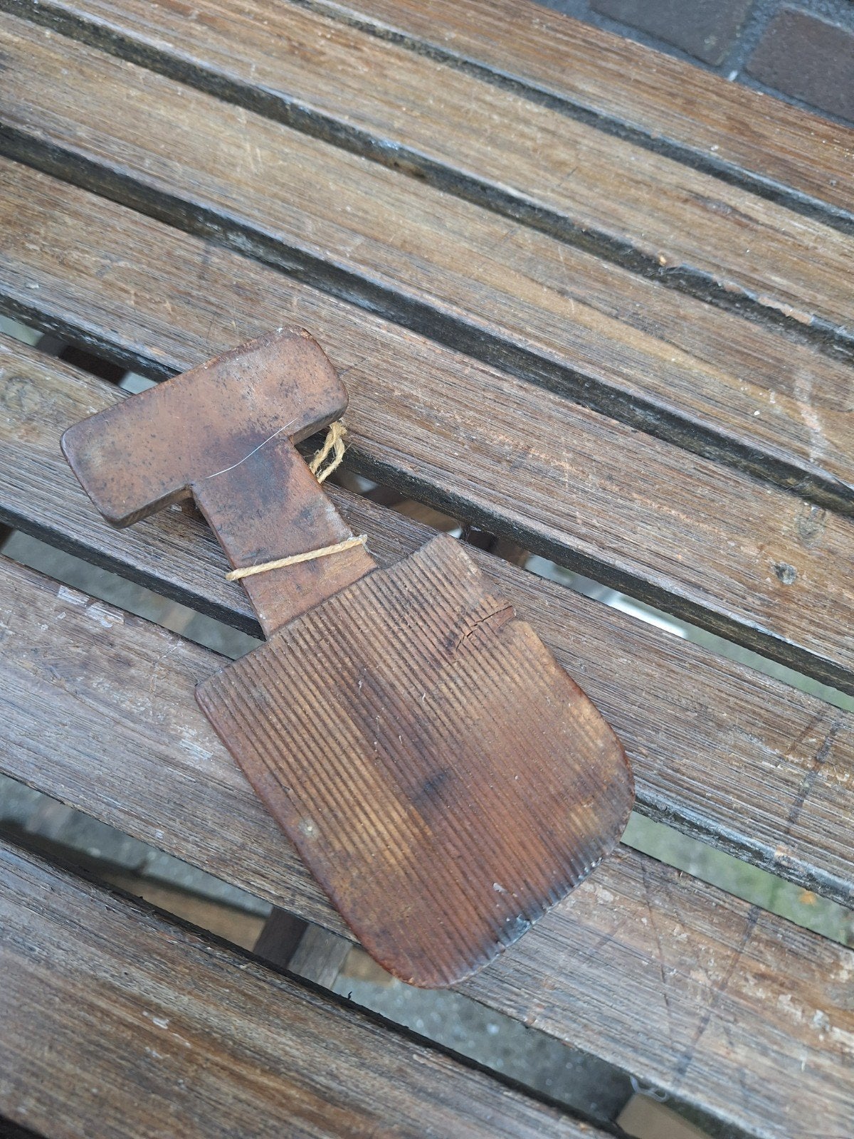 Antieke houten boterkuip spatel, Ophalen of Verzenden