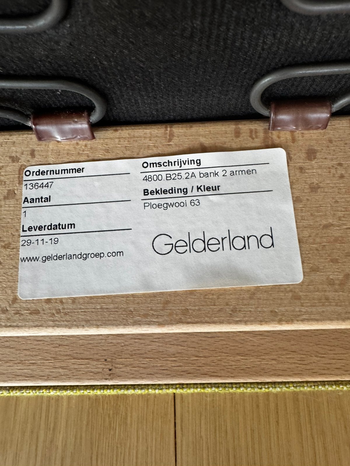 Bank Gelderland 4800 2,5 zits, licht groen-geel, Huis en Inrichting, Banken | Bankstellen, Ophalen, Gebruikt, 150 tot 200 cm, Tweepersoons