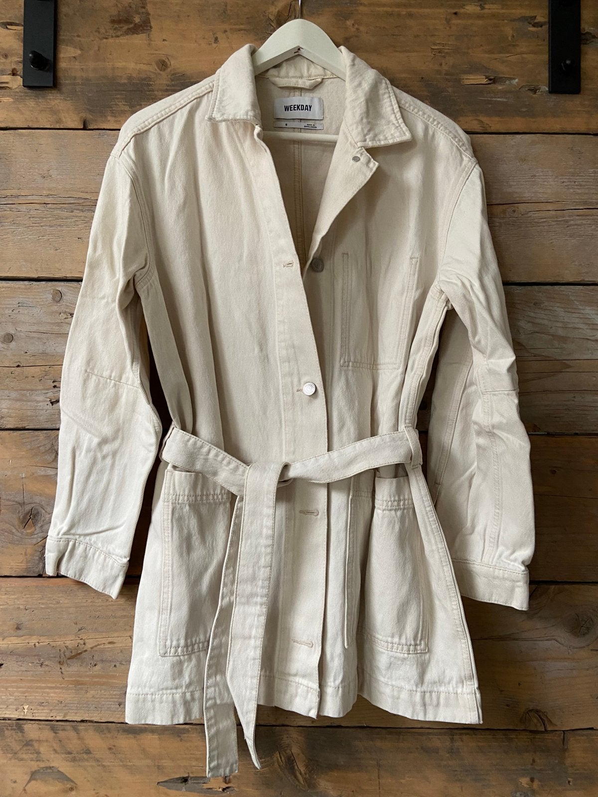 WEEKDAY jasje maat S spijkerstof, Verzenden, Zo goed als nieuw, Maat 36 (S), Beige