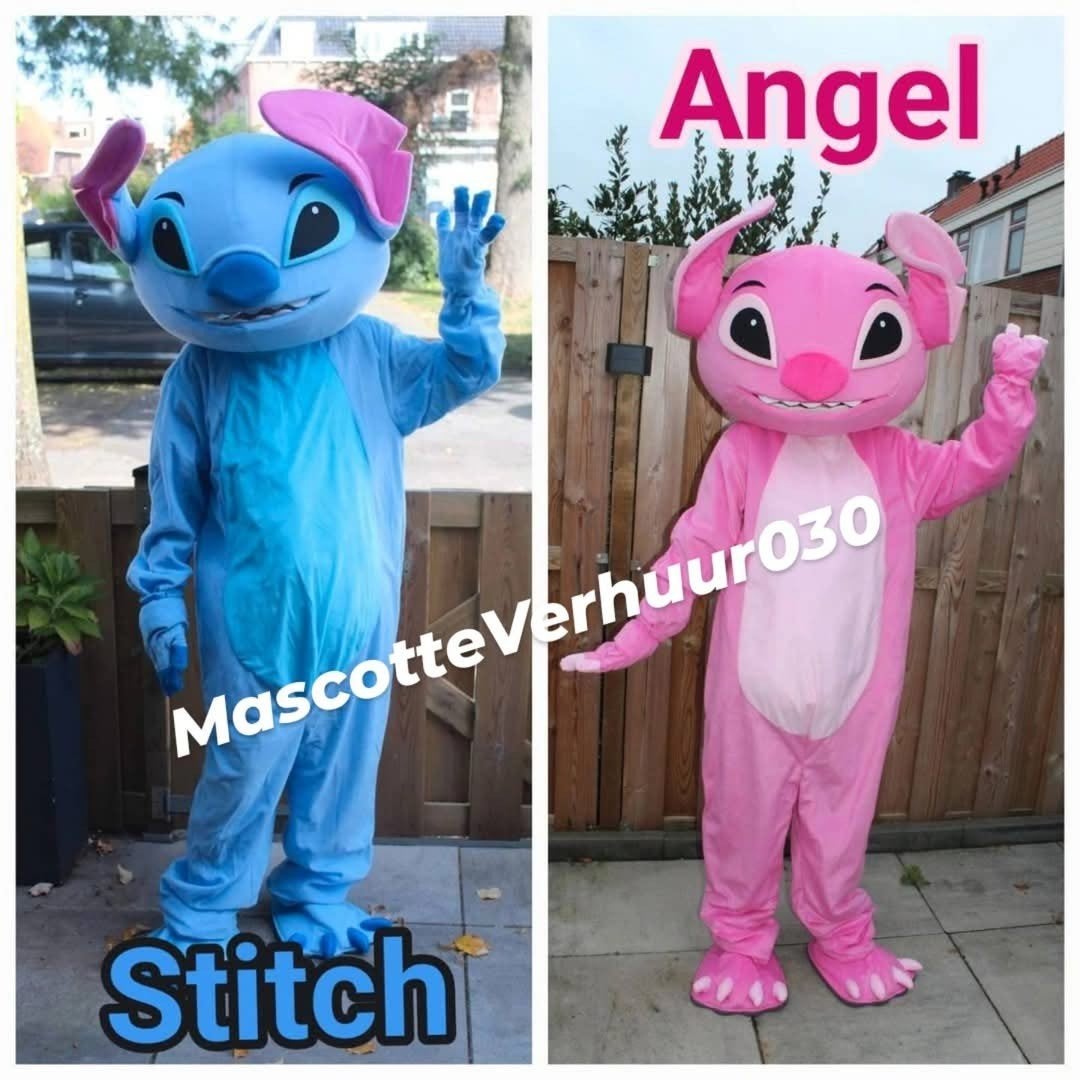 Stitch en Angel samen op jouw feestje mascotte huren pak, Ophalen, Zo goed als nieuw, Verjaardag