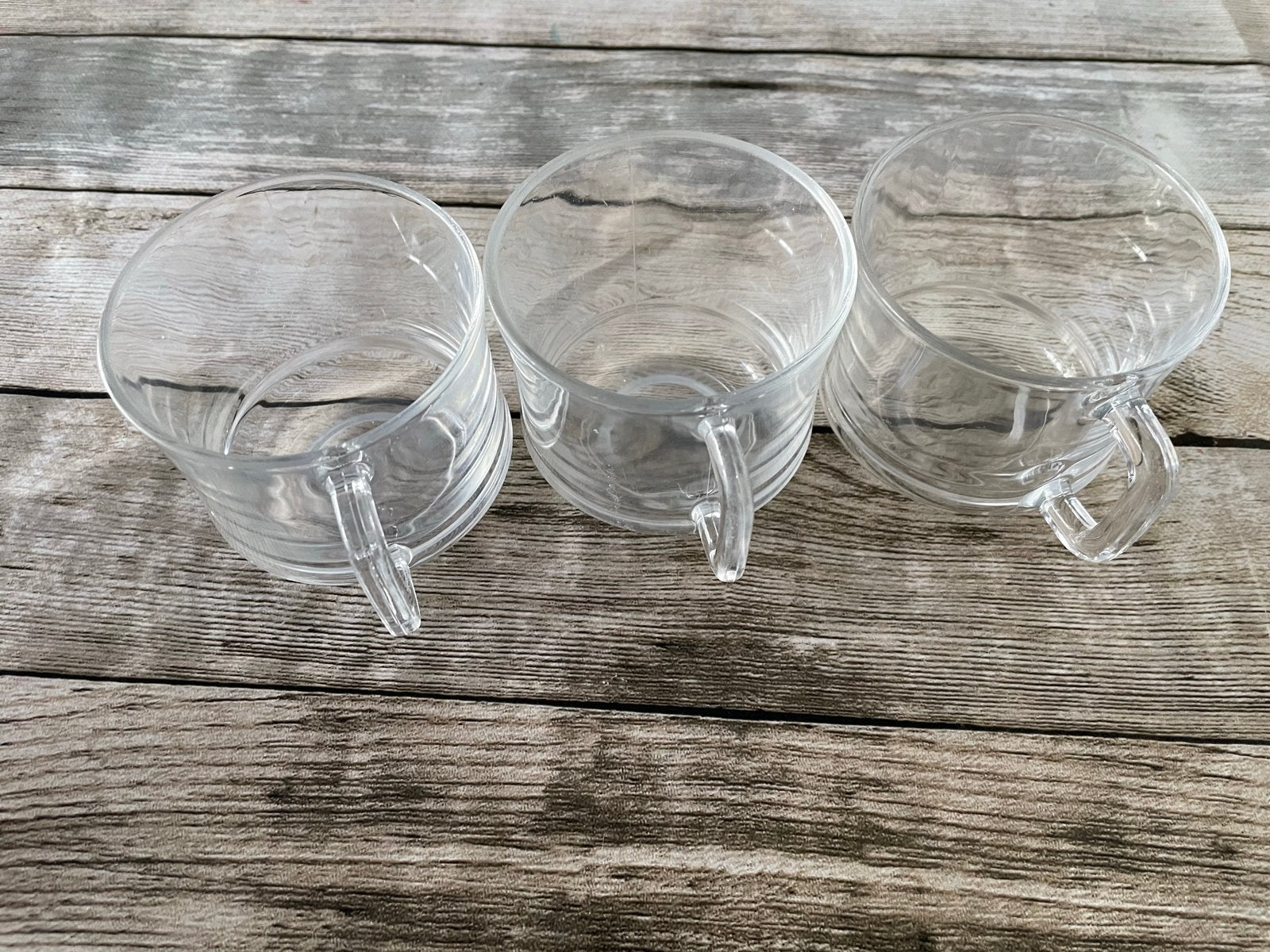 Set van 3 glazen mokken met oor, Ophalen of Verzenden, Overige merken, Glas, Overige typen