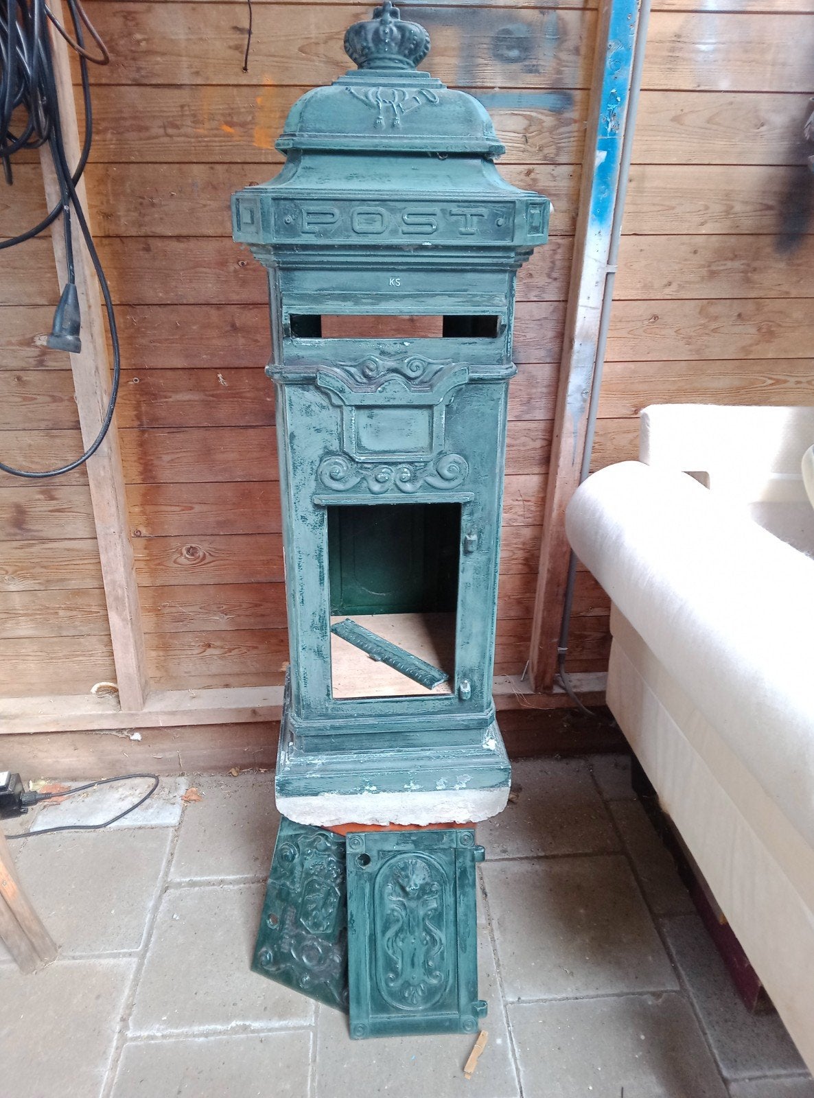 Authentieke brievenbus, Tuin en Terras, Brievenbussen, Ophalen, Gebruikt, Aluminium, Staande brievenbus