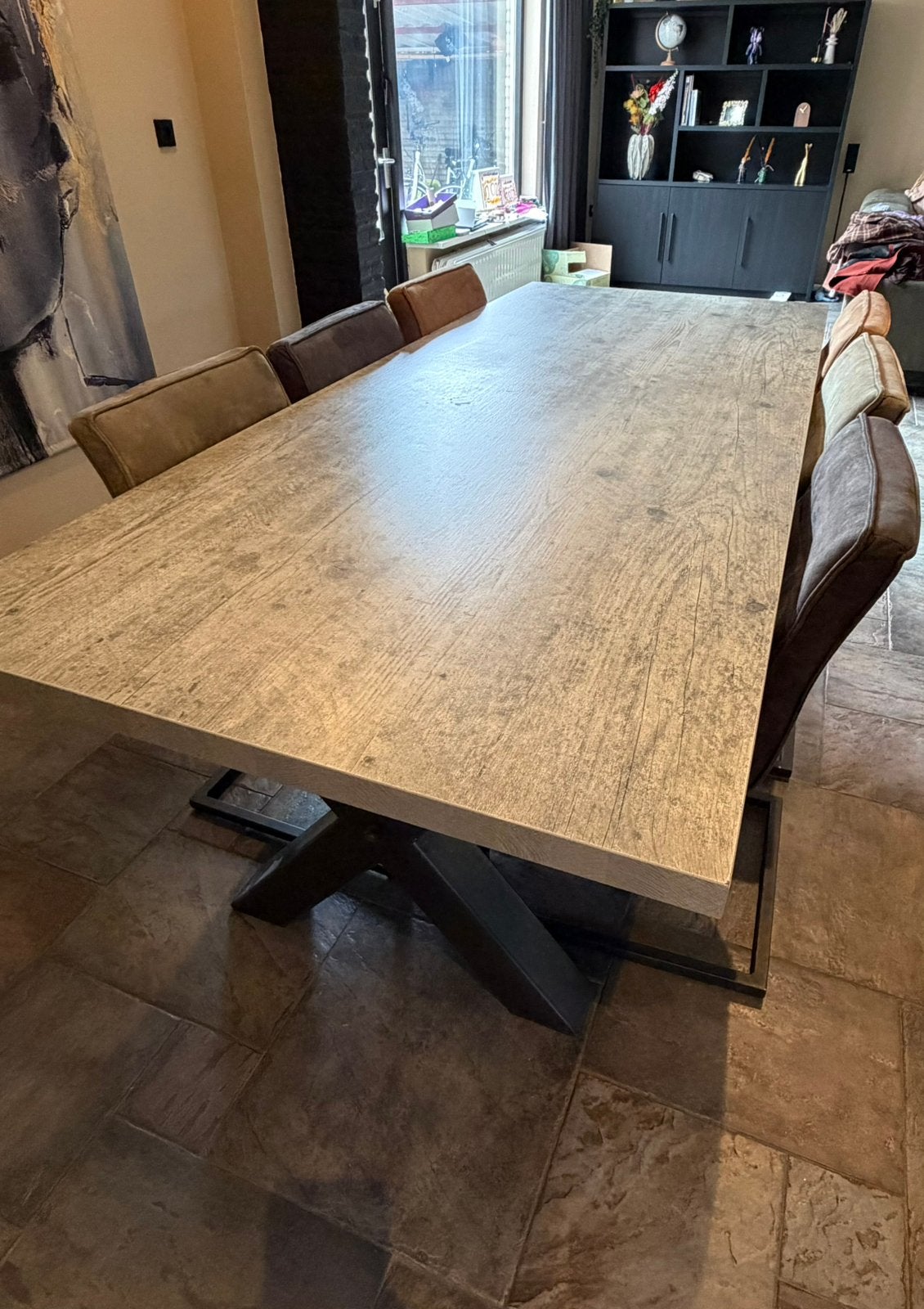 Eettafel met 6 stoelen, Ophalen, 200 cm of meer, 50 tot 100 cm, Zo goed als nieuw