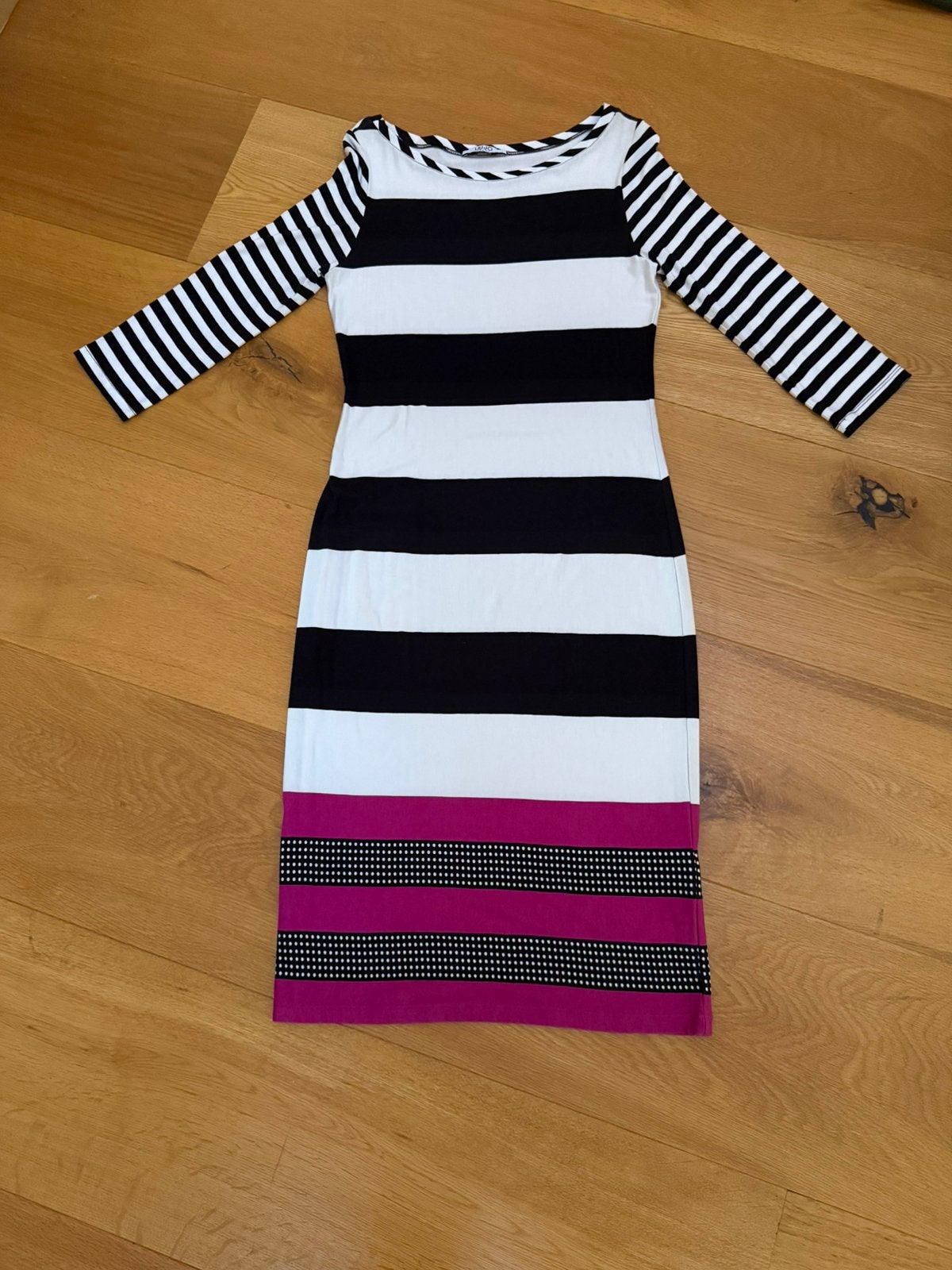 Nieuwe zwart-wit-roze gestreepte jurk, Liu-Jo Jeans, maat M, Kleding | Dames, Maat 38/40 (M), Zwart, Nieuw, Ophalen of Verzenden
